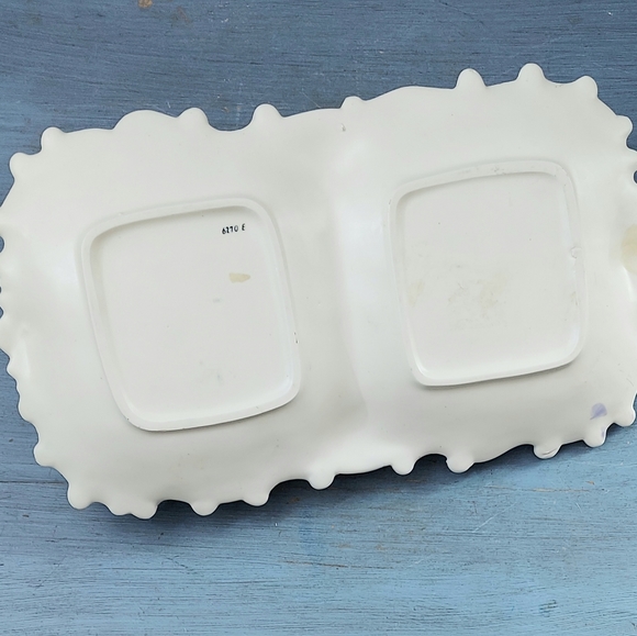 Vintage Ornate Embossed Grapes Divided Tray with Handle Japan - Picture 5 of 9